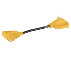 Camco Heavy-Duty Electrical Dogbone Adapter, 50 Amp Male to 30 Amp Female